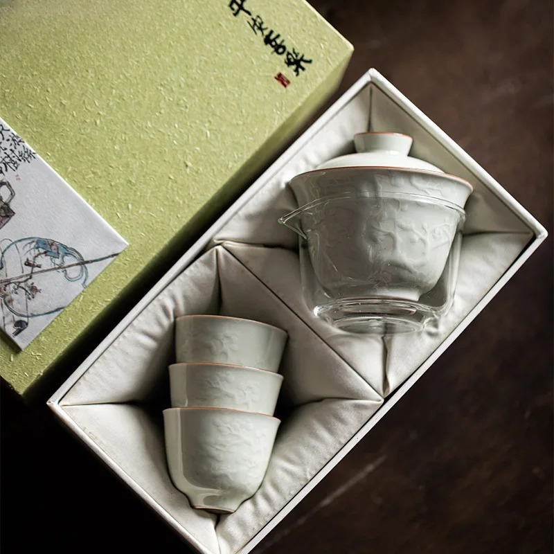 Korean Tea Set - Juego de Tazas con Relieve Hecho